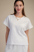 White Round Neck Short Sleeve Top