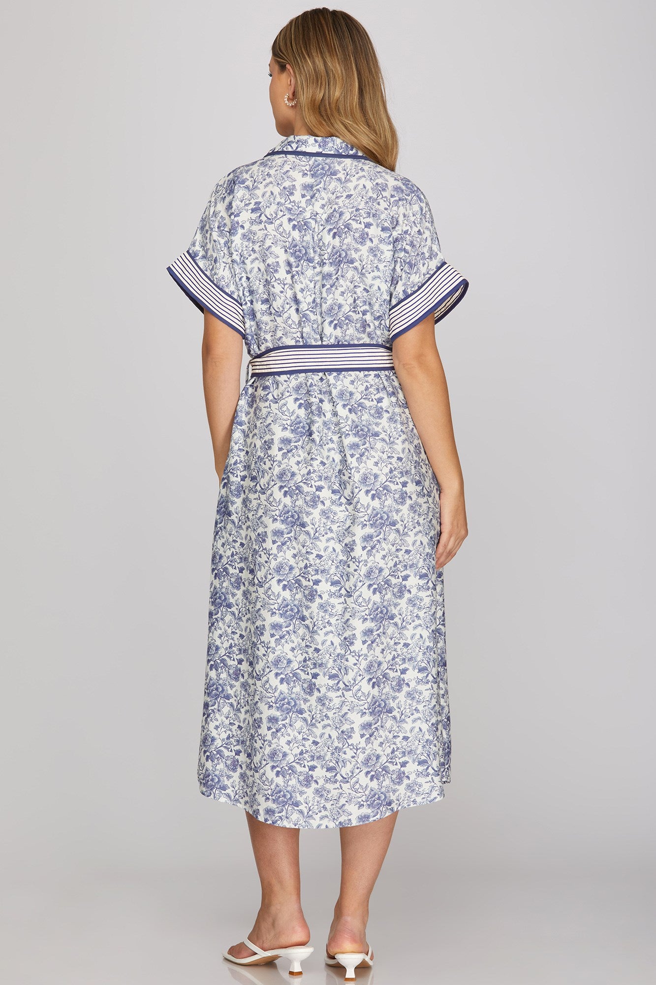 Blue Floral Midi Dress