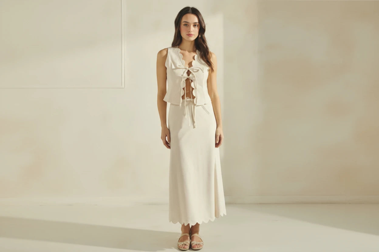 The Sweet Grace Ivory Skirt Set